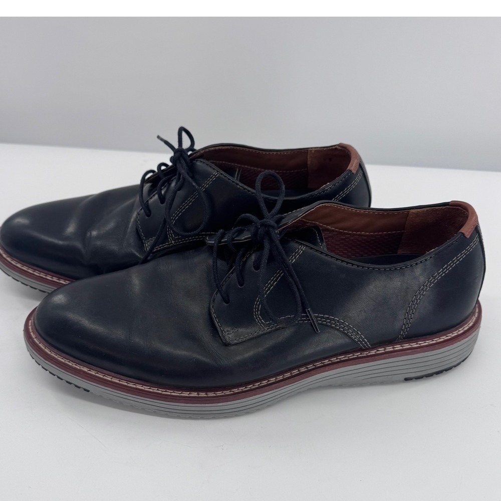 Johnston & Murphy TRUFOAM Upton Oxford Mens Black Leather Plain Toe‎ Shoe 10M